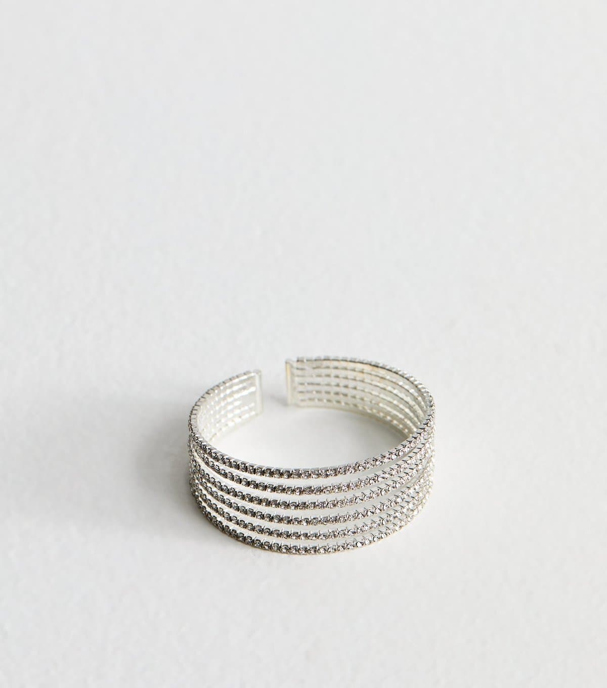 New Look Silver Tone Diamanté Embellished Wide Cuff New Look