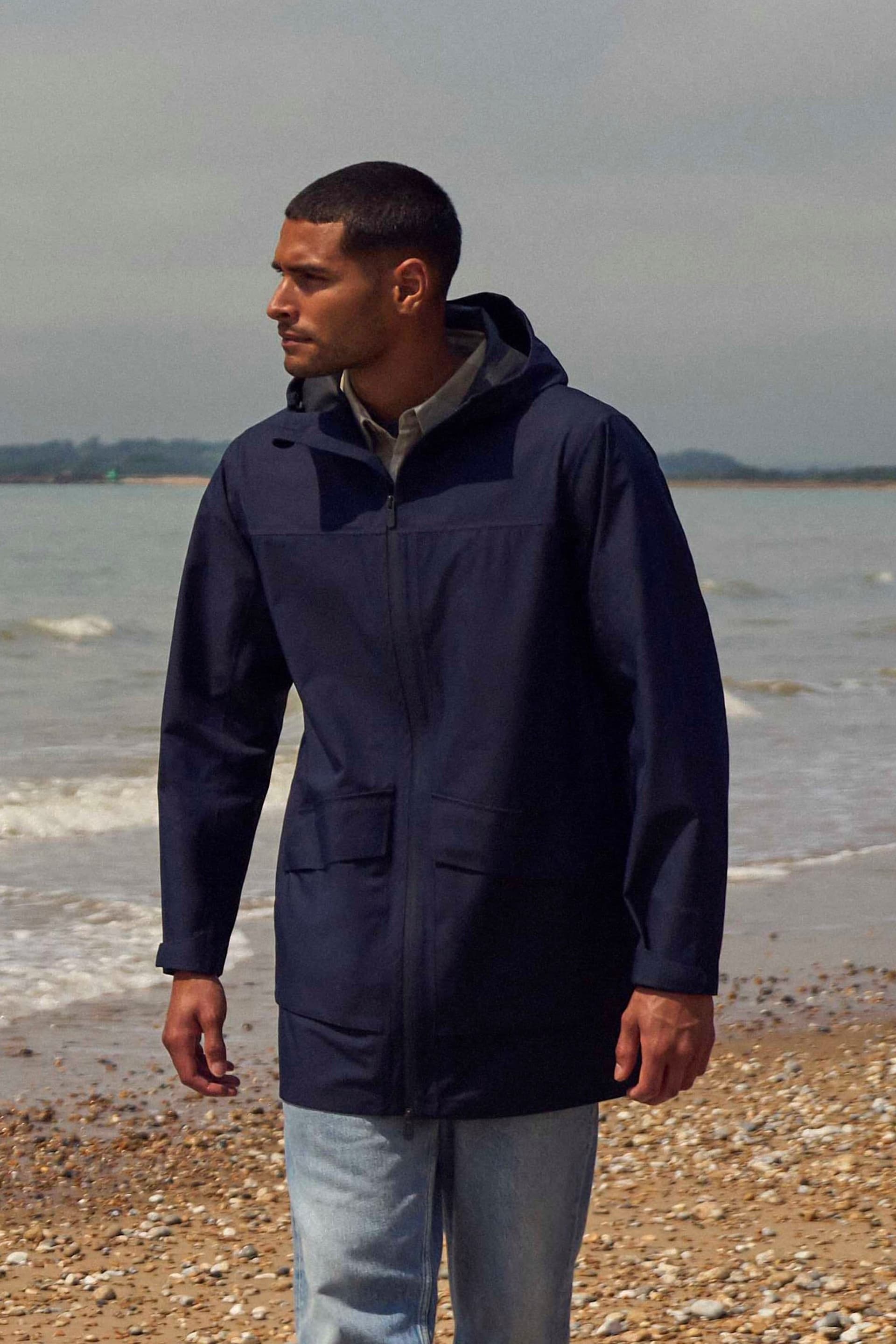 Animal Animal Men's 'Elements' Waterproof Hooded Warm 2.5 Layer Longline Outdoor Jacket in Navy