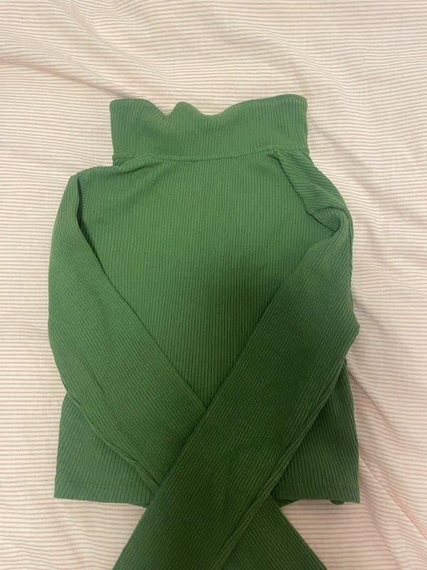 Bershka Green ruched crop top from Bershka
