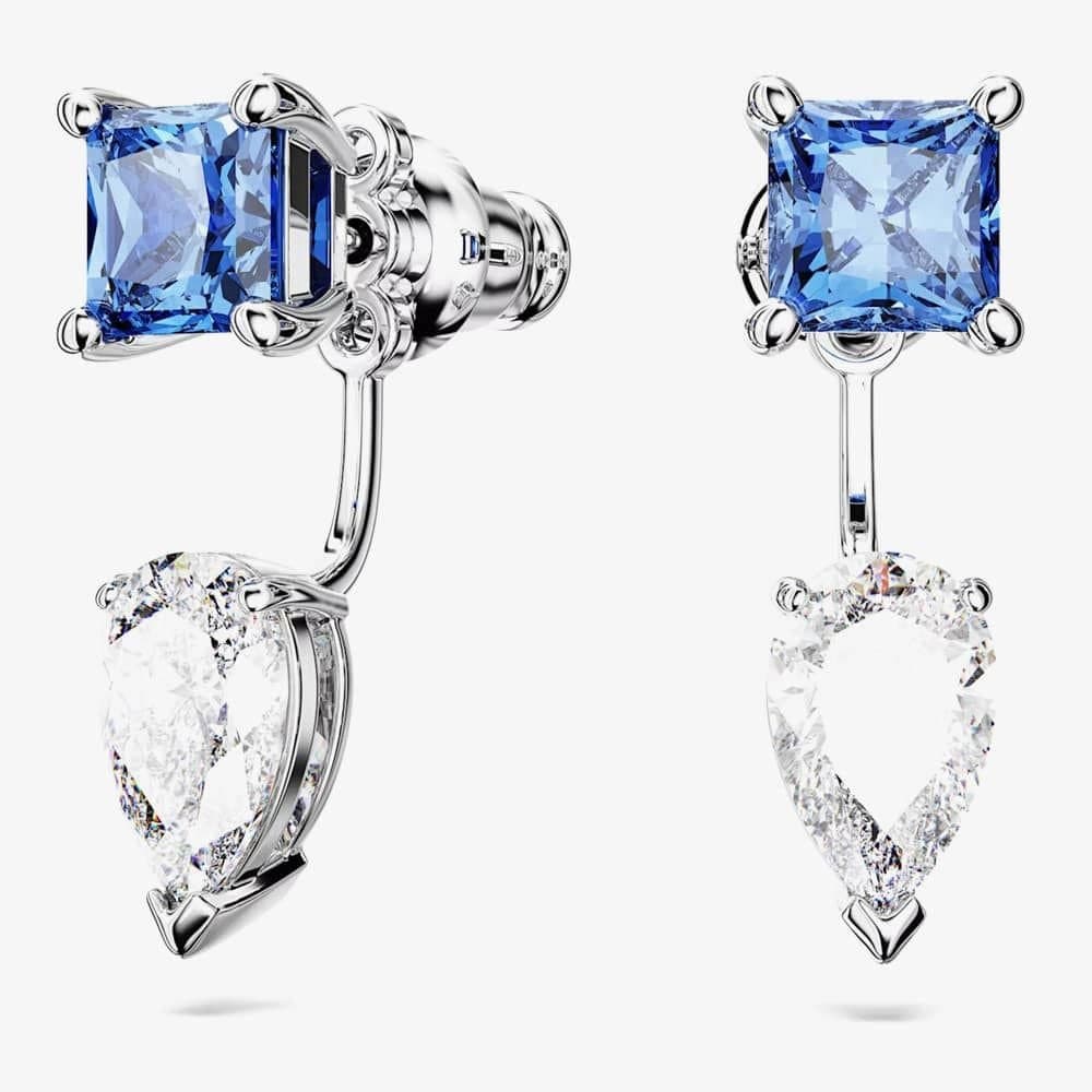 Swarovski Swarovski Mesmera Blue Mixed Cut Rhodium Plated Jacket Earrings