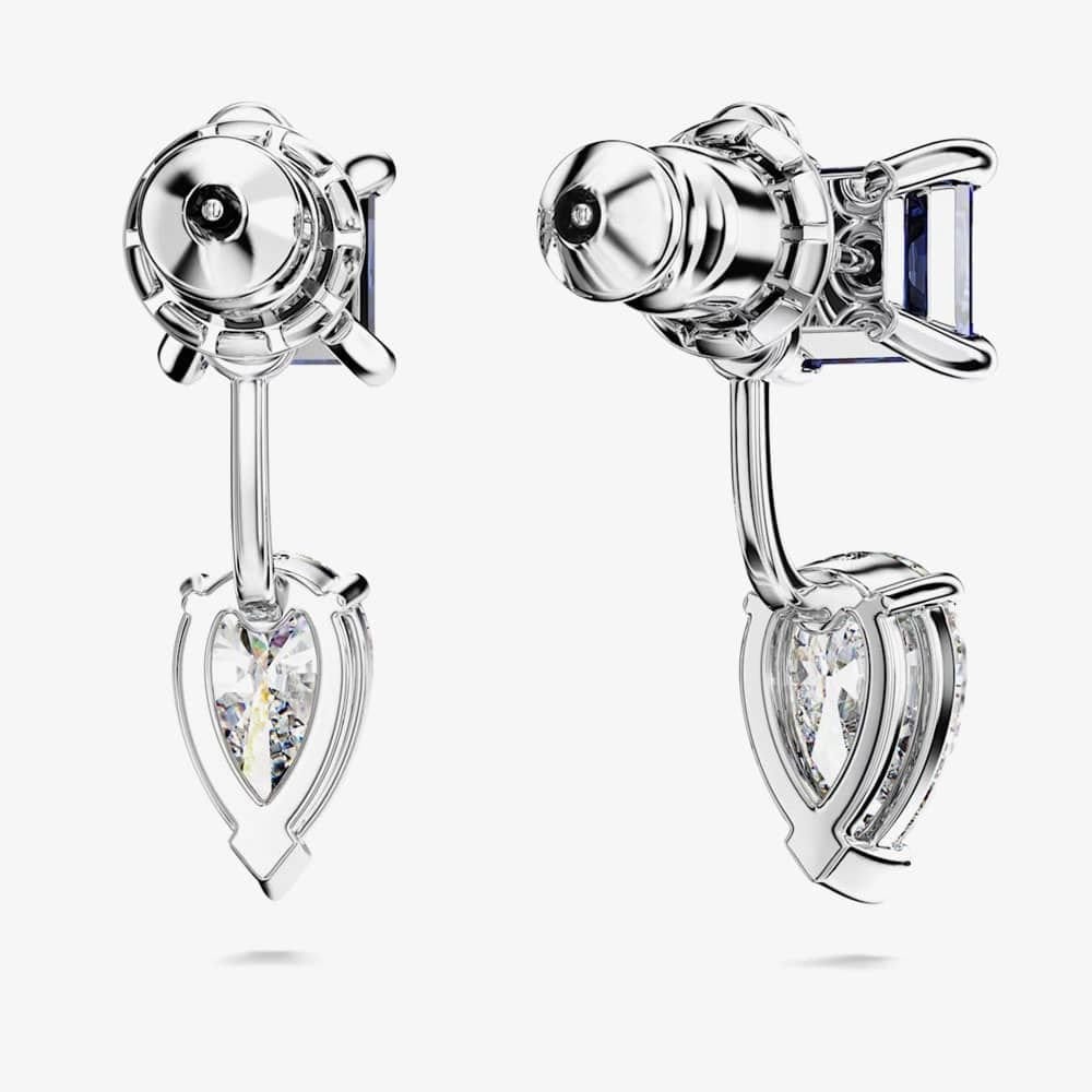 Swarovski Swarovski Women's Mesmera Blue Mixed Cut Rhodium Plated Jacket Earrings 5665767 in Silver - 4