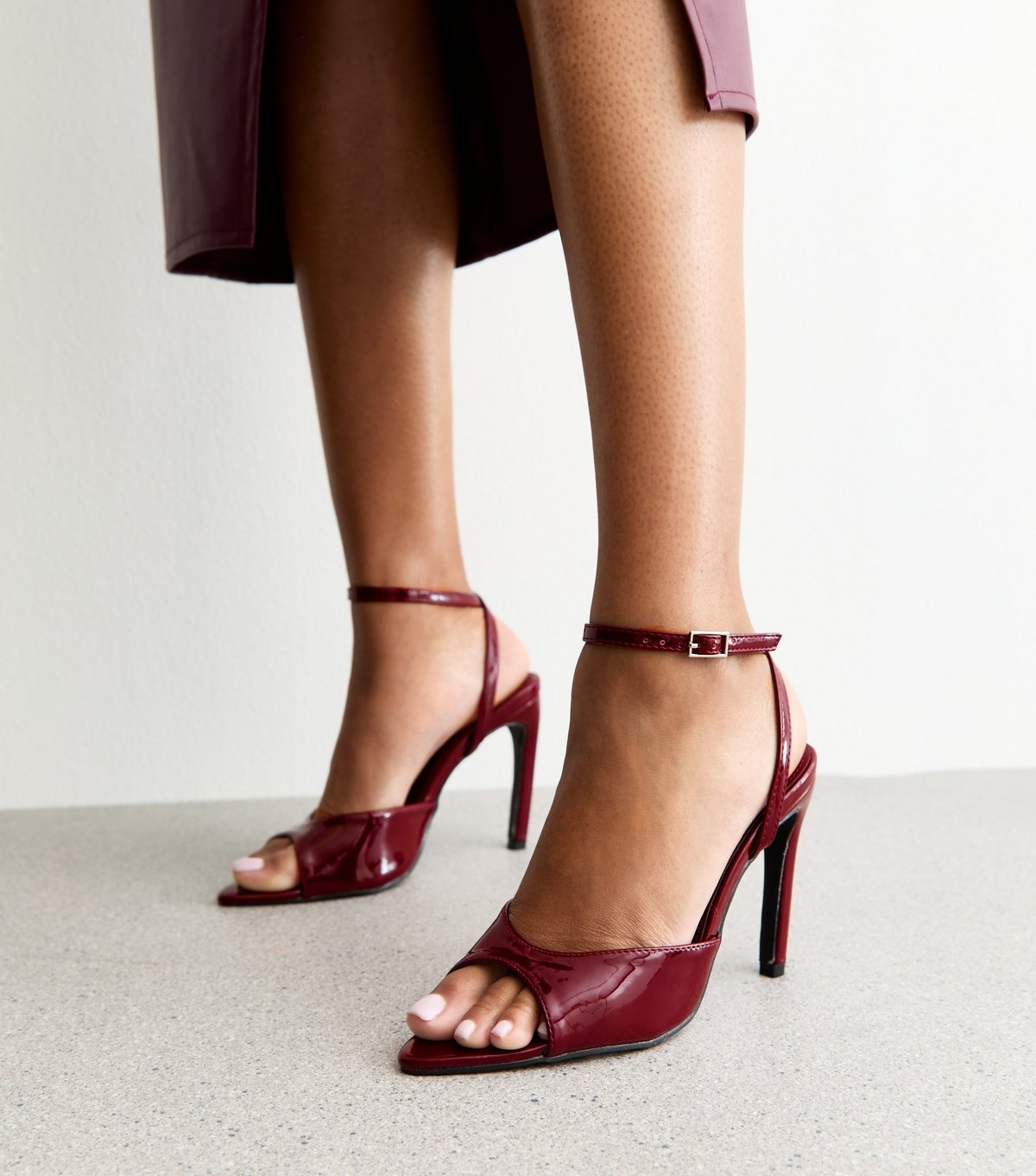 Public Desire Women's Burgundy Caught On Open Toe Heeled Sandals Public Desire New Look - 1