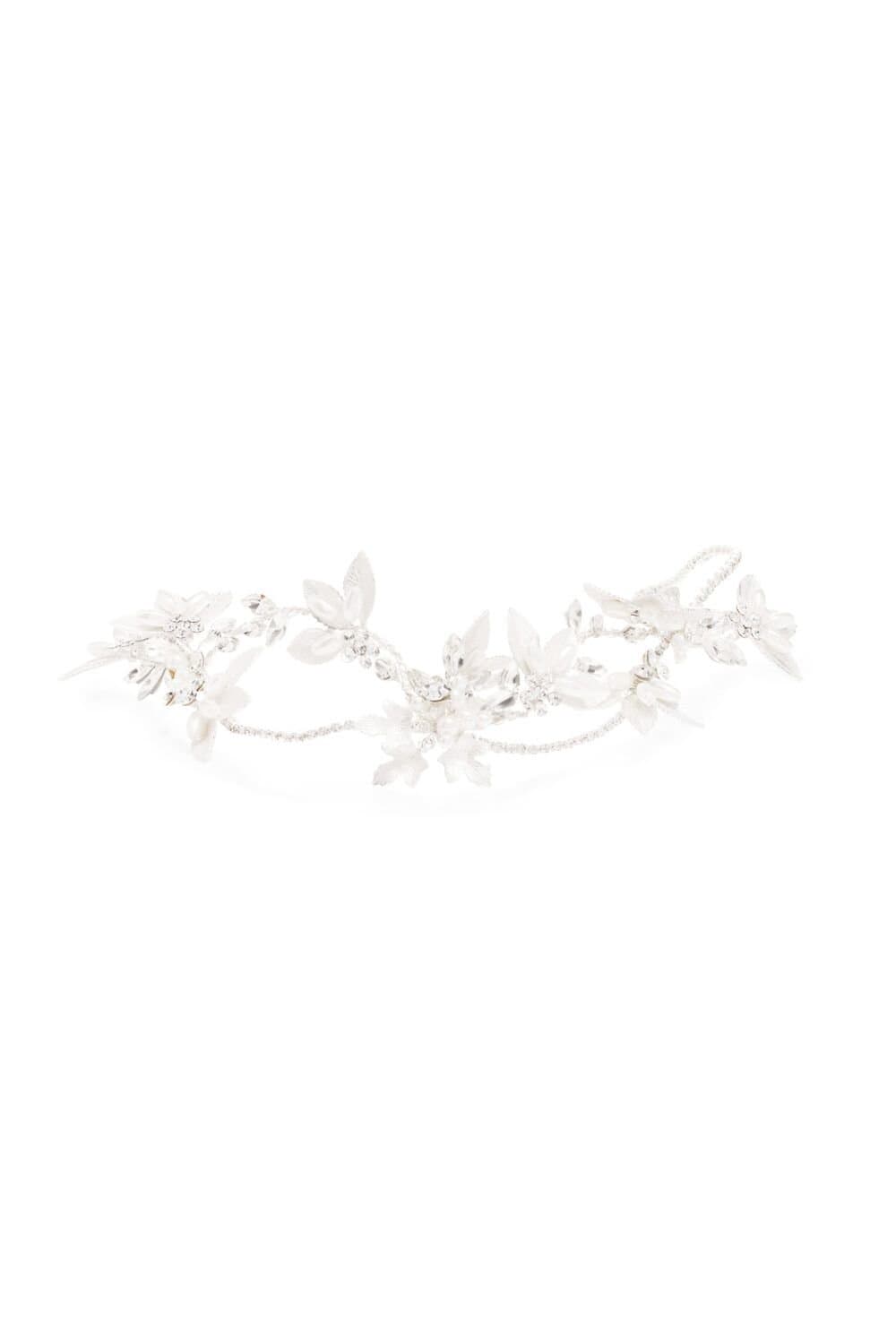 Jon Richard Jon Richard Women's Gloria Silver Plated Cross Over Brushed Leaf & Pearl Hair Vine - Gift Pouch