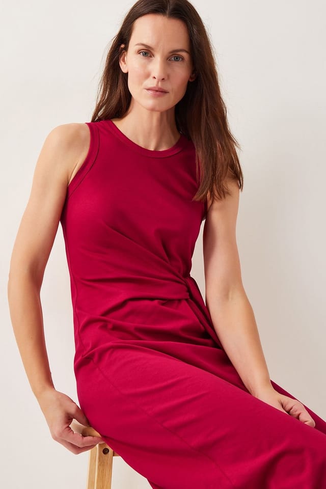 Monsoon Monsoon Women's Sleeveless Tie-Side Column Midi Dress Red - 2