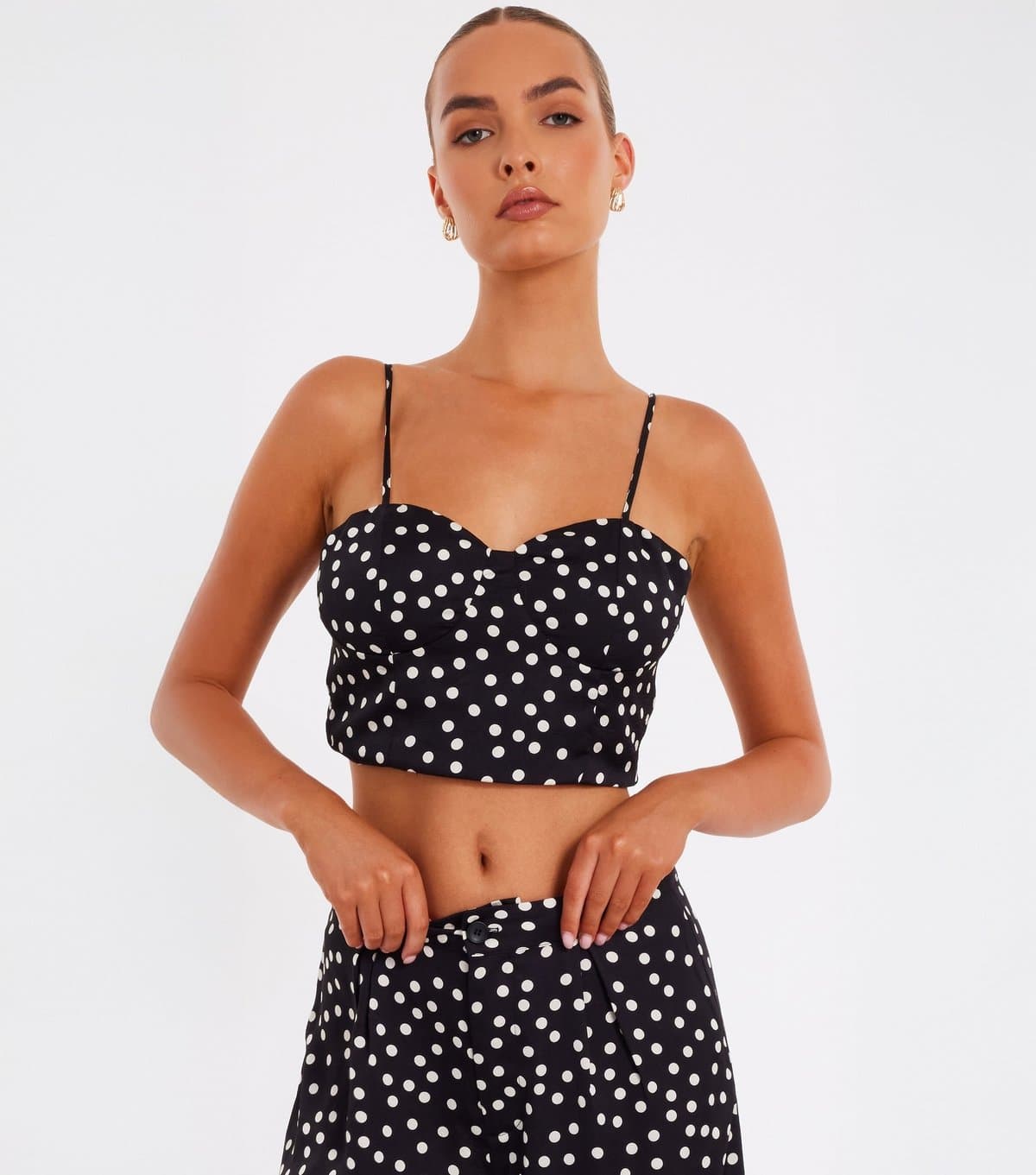 Quiz Quiz Black Polka Dot Crop Top