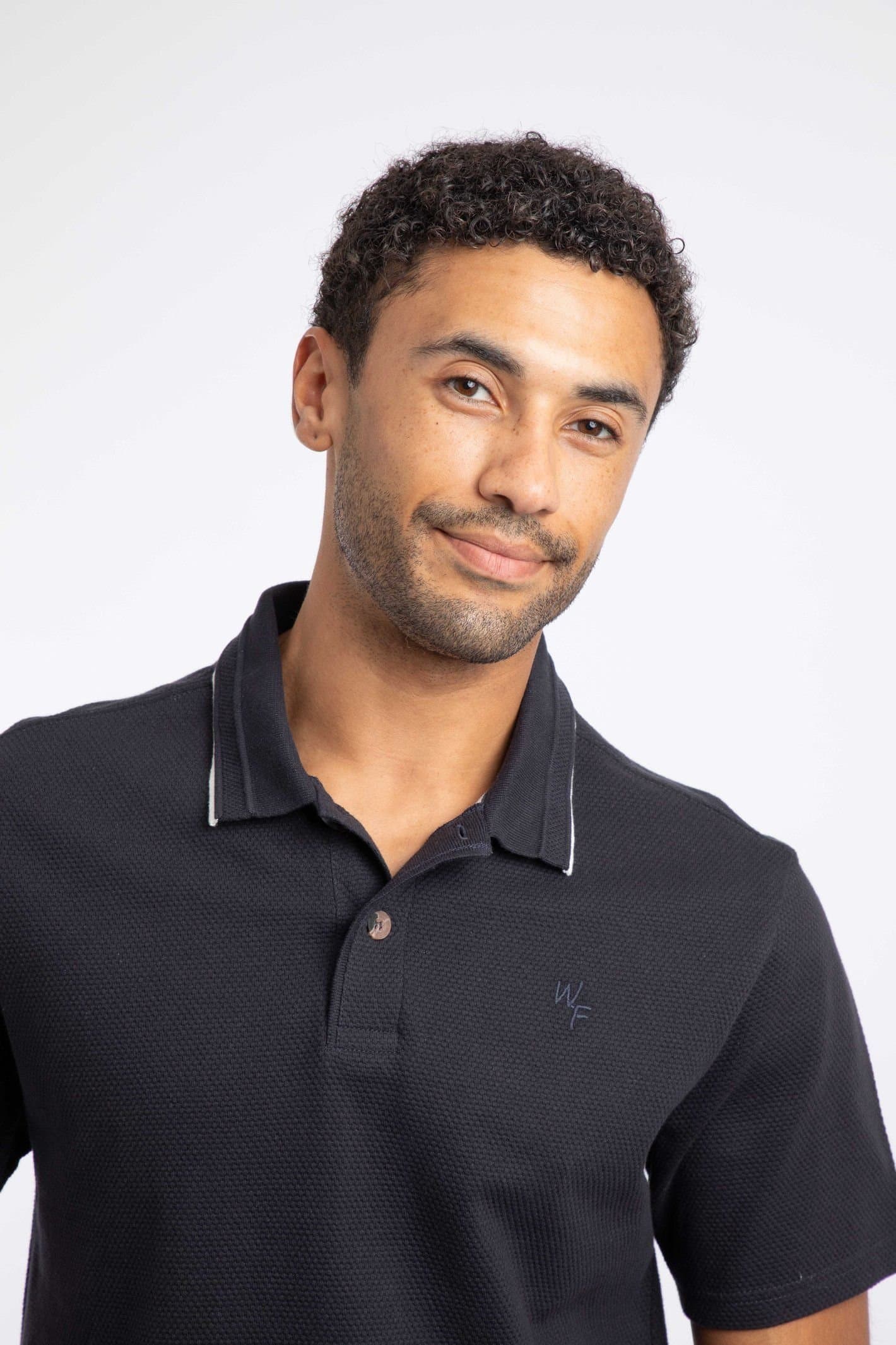 Weird Fish Weird Fish Men's Powell Textured Polo Shirt in Midnight