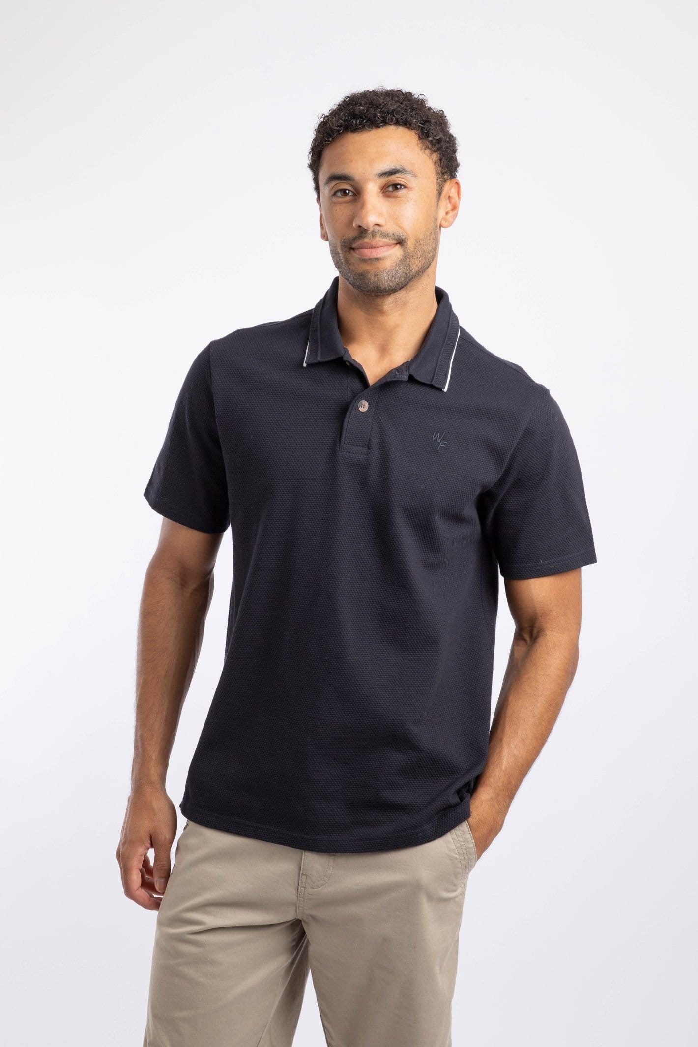 Weird Fish Weird Fish Men's Powell Textured Polo Shirt in Midnight - 4