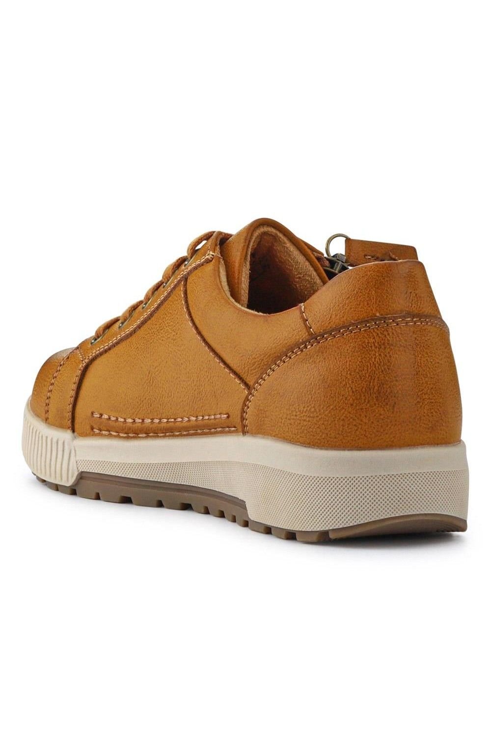 Pavers Pavers Women's Wide Fit Zip & Lace Trainers in Tan - 3