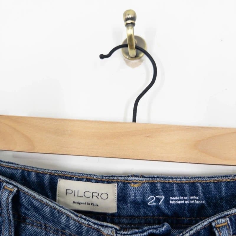 Anthropologie Pilcro Anthropologie Wide Leg Blue Crop Jeans W27 UK 8 10 Studded Turn Up NEW