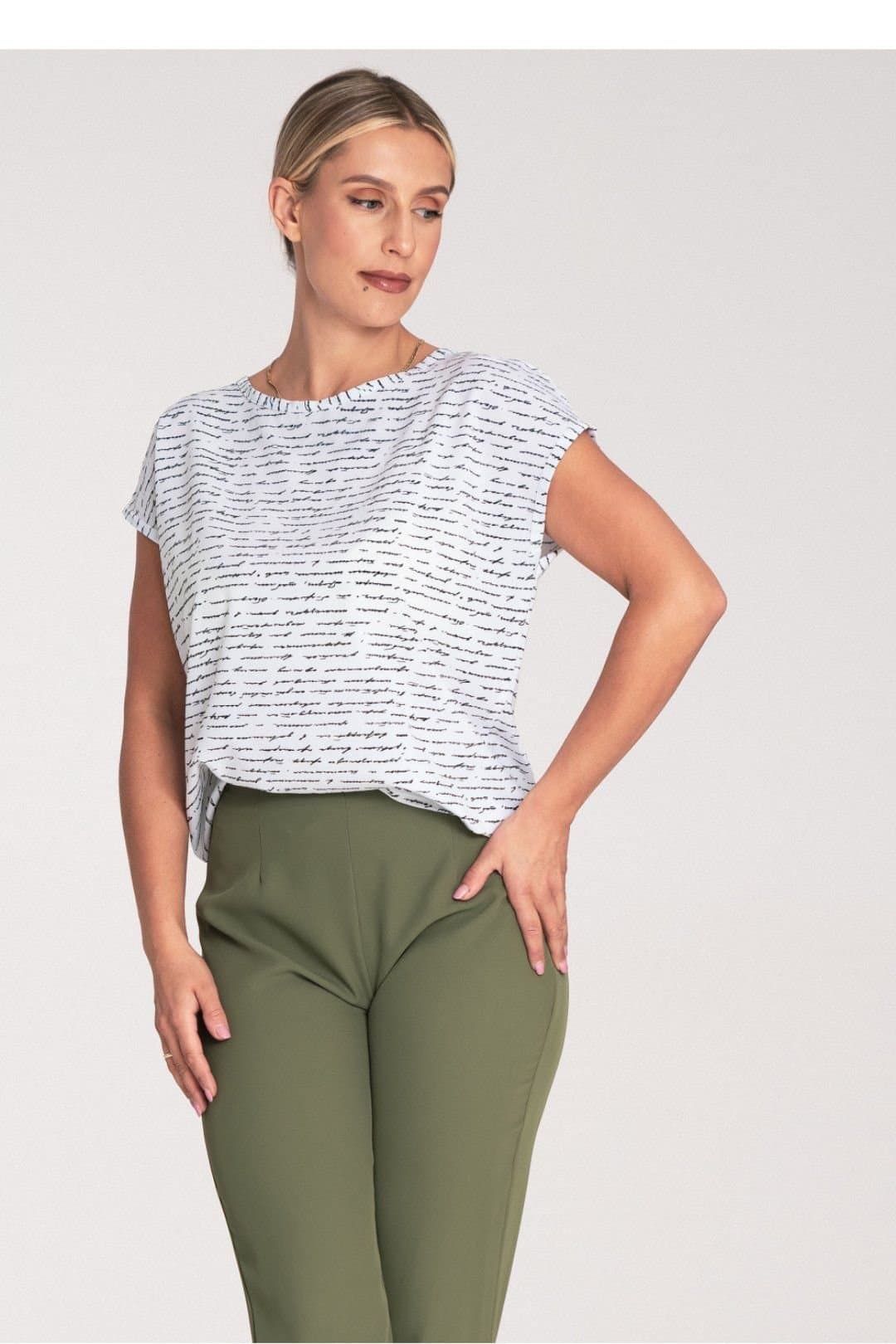 Love Lace Love Lace Multicolor Round Neck Short Sleeve Blouse