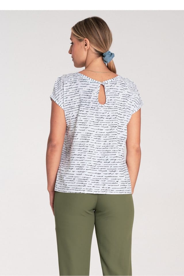 Love Lace Love Lace Women's Simple Short Sleeve Round Neck Blouse with Back Clasp - 3
