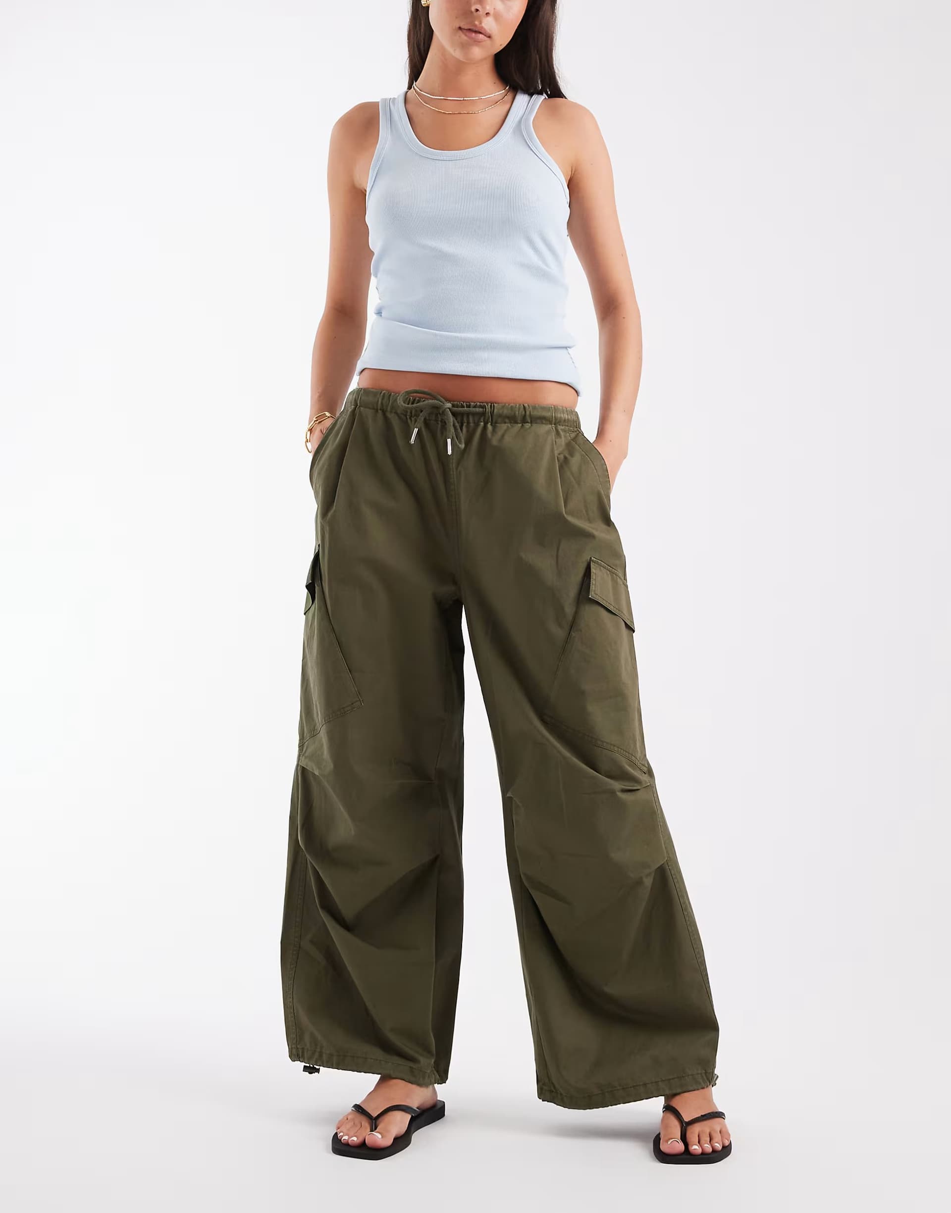 ASOS ASOS DESIGN parachute cargo trouser in khaki