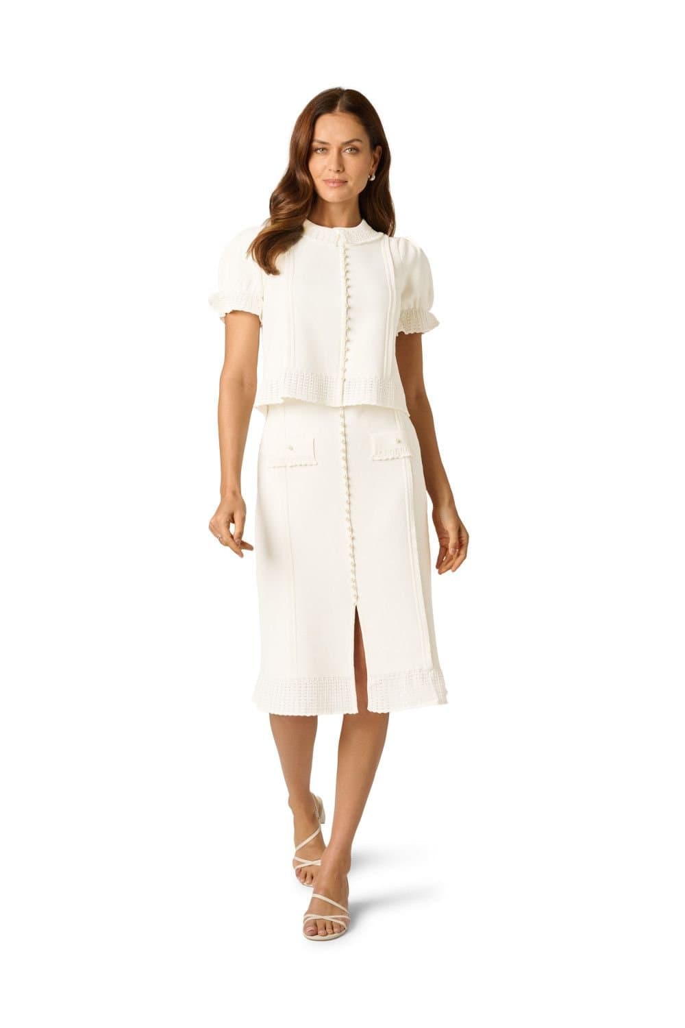 Adrianna Papell Adrianna Papell Women's Button Sweater Skirt in Ivory