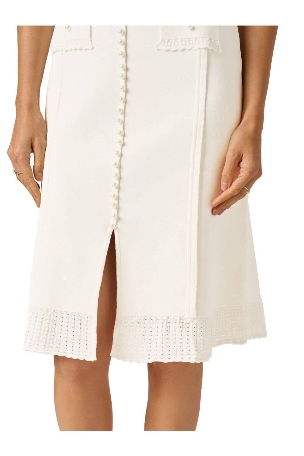 Adrianna Papell Adrianna Papell Women's Button Sweater Skirt in Ivory - 4