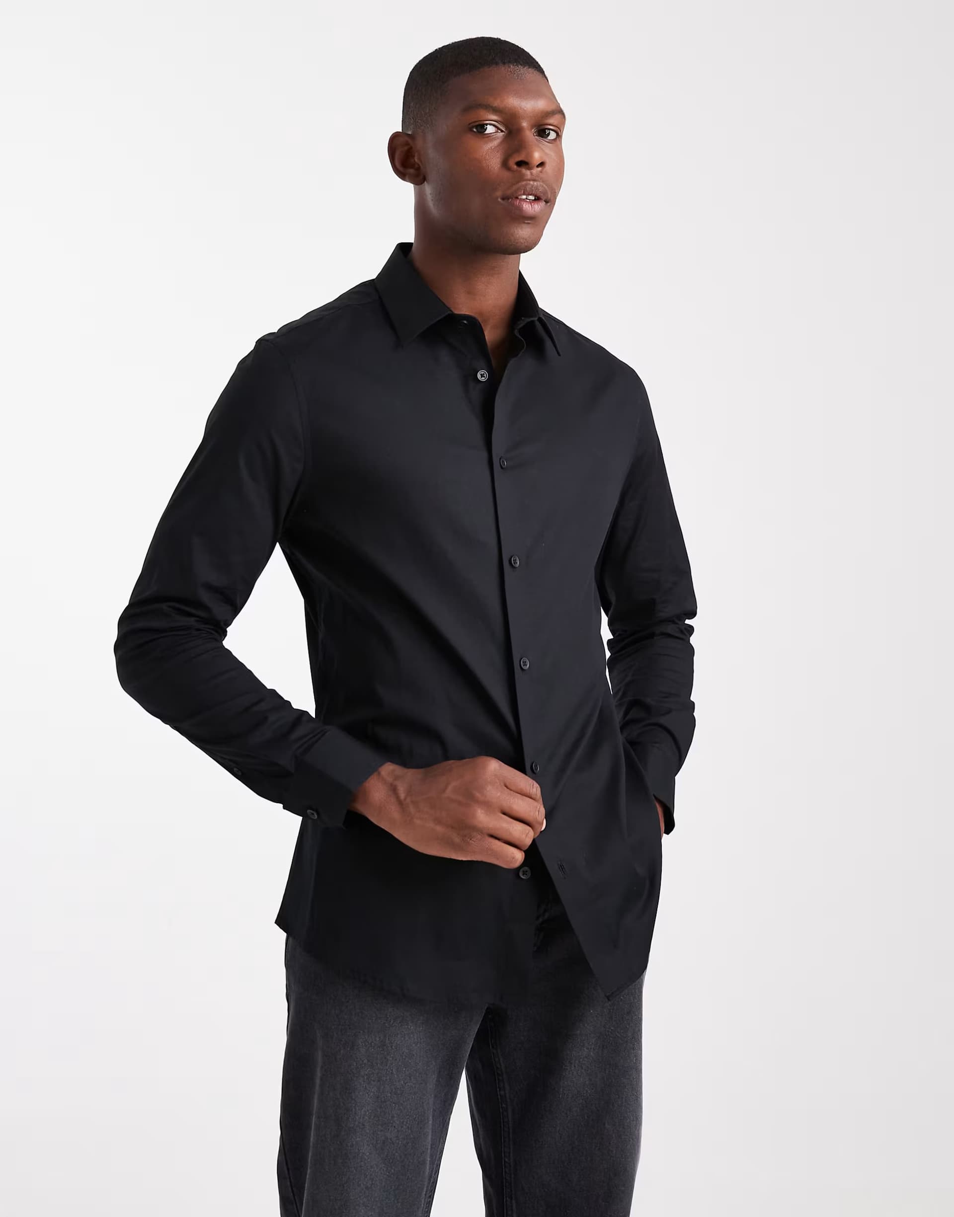 ASOS ASOS DESIGN Long Sleeve Work Shirt in Black