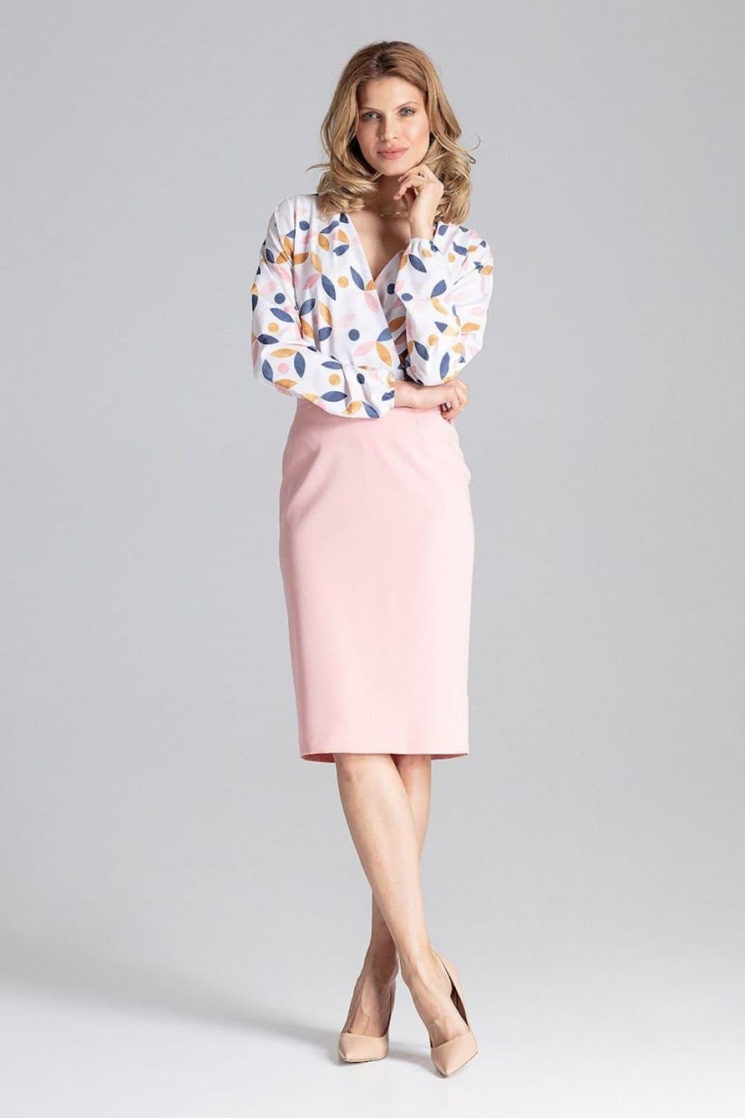 Love Lace Love Lace Pink Knee-Length Pencil Skirt With Back Overlap
