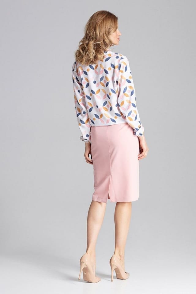 Love Lace Love Lace Women's Classic Knee Length Pencil Skirt with Back Overlap in Pink - 3