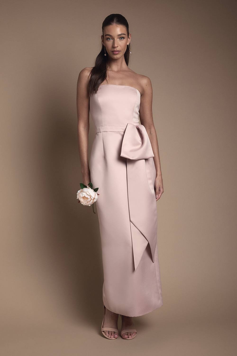 Coast Coast Women's Bandeau Bridesmaid Maxi Dress With Statement Bow in Blush - 2