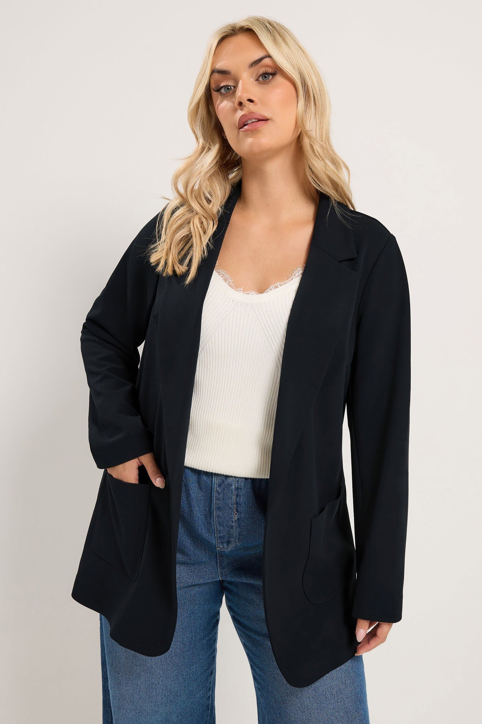 Yours Plus Size Black Open Edge Blazer
