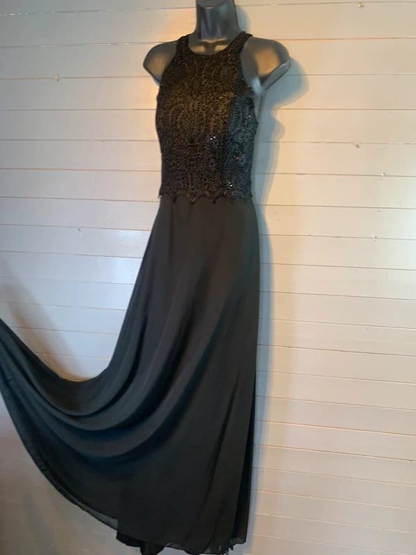 Evening Dress Stunning black beaded prom occasion dress size 10 - 1