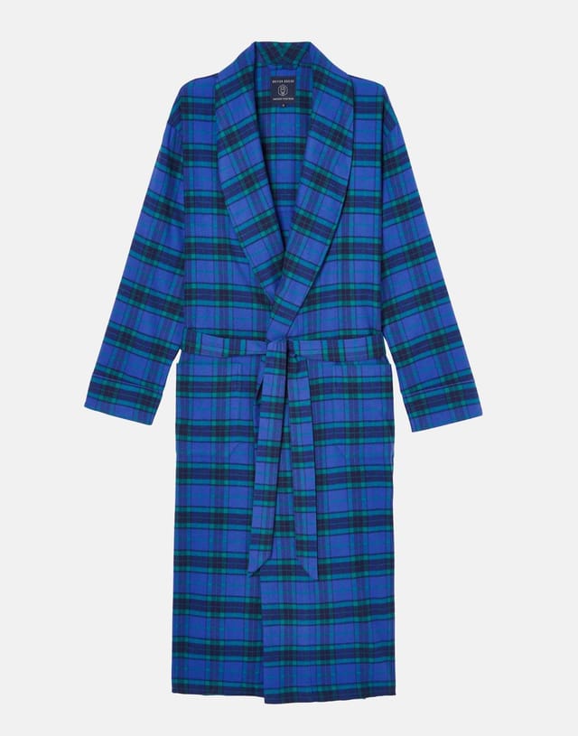 British Boxers British Boxers Men's "Midnight" Tartan Brushed Cotton Dressing Gown in Bottle Green - 2