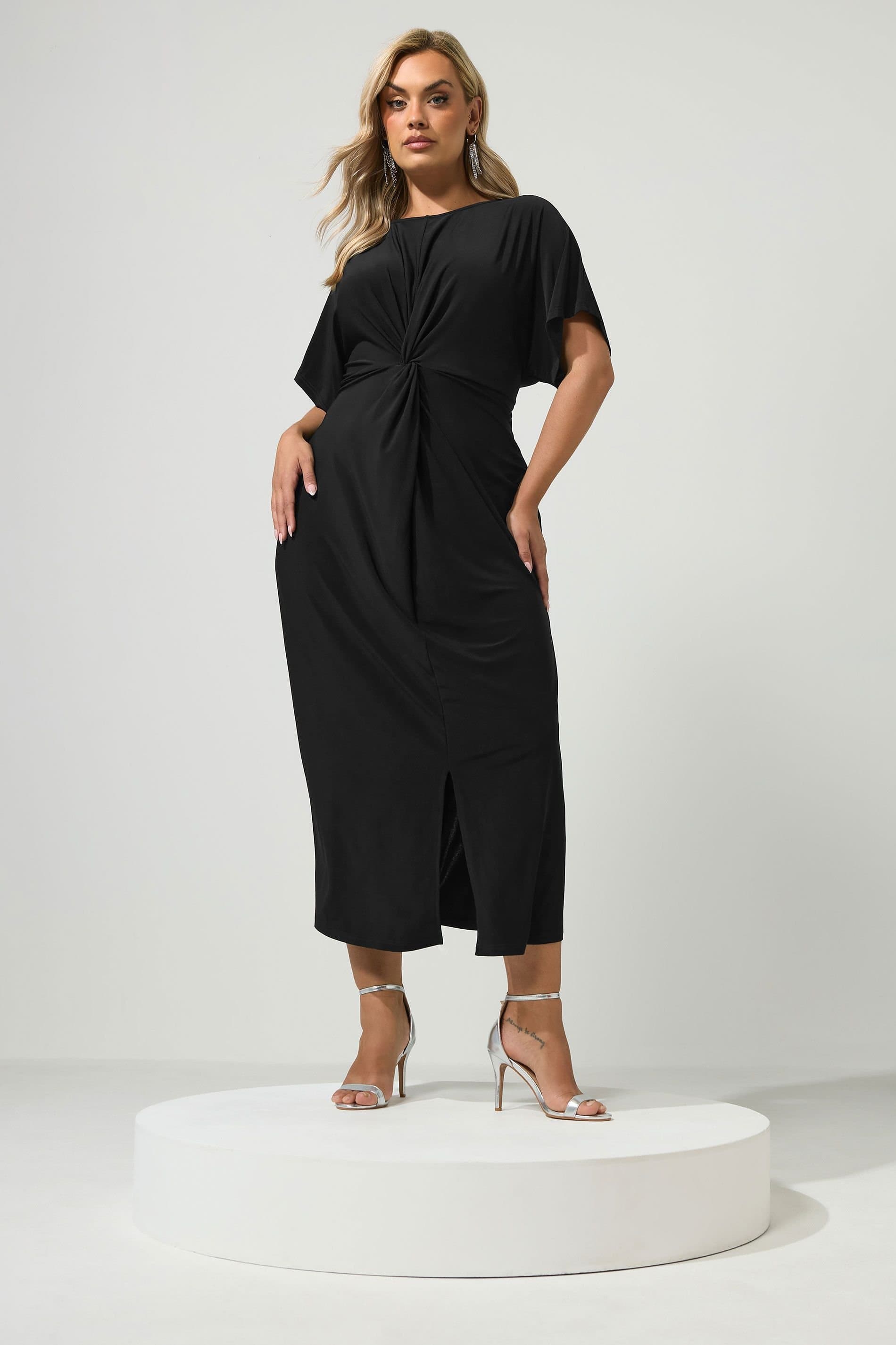 Yours Yours Women's Knot Front Maxi Dress in Black