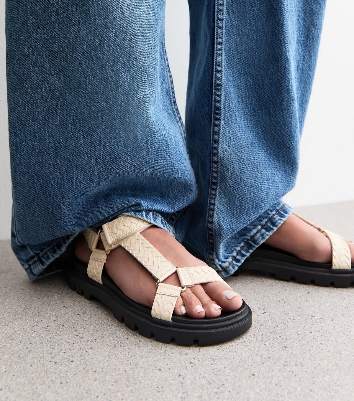 New Look New Look Off White Vegan Woven Strap Sandals