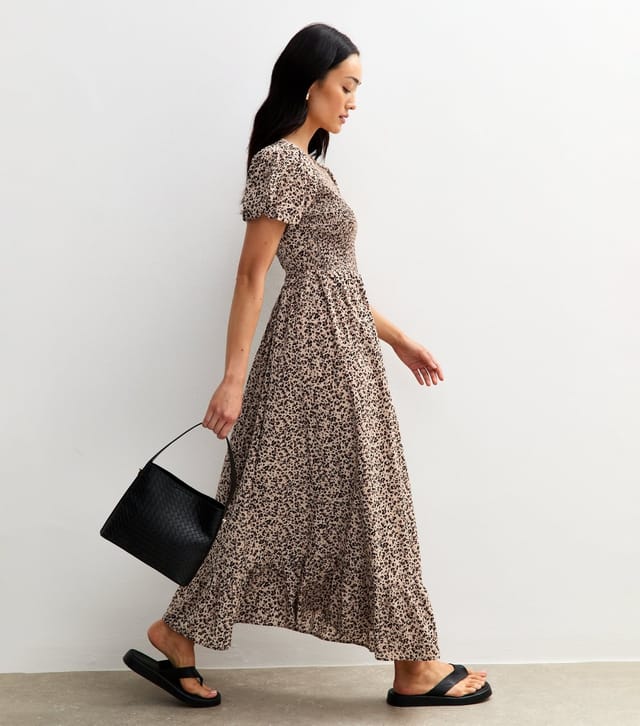 New Look Women's Brown Leopard Print Tiered Hem Midi Dress New Look - 3