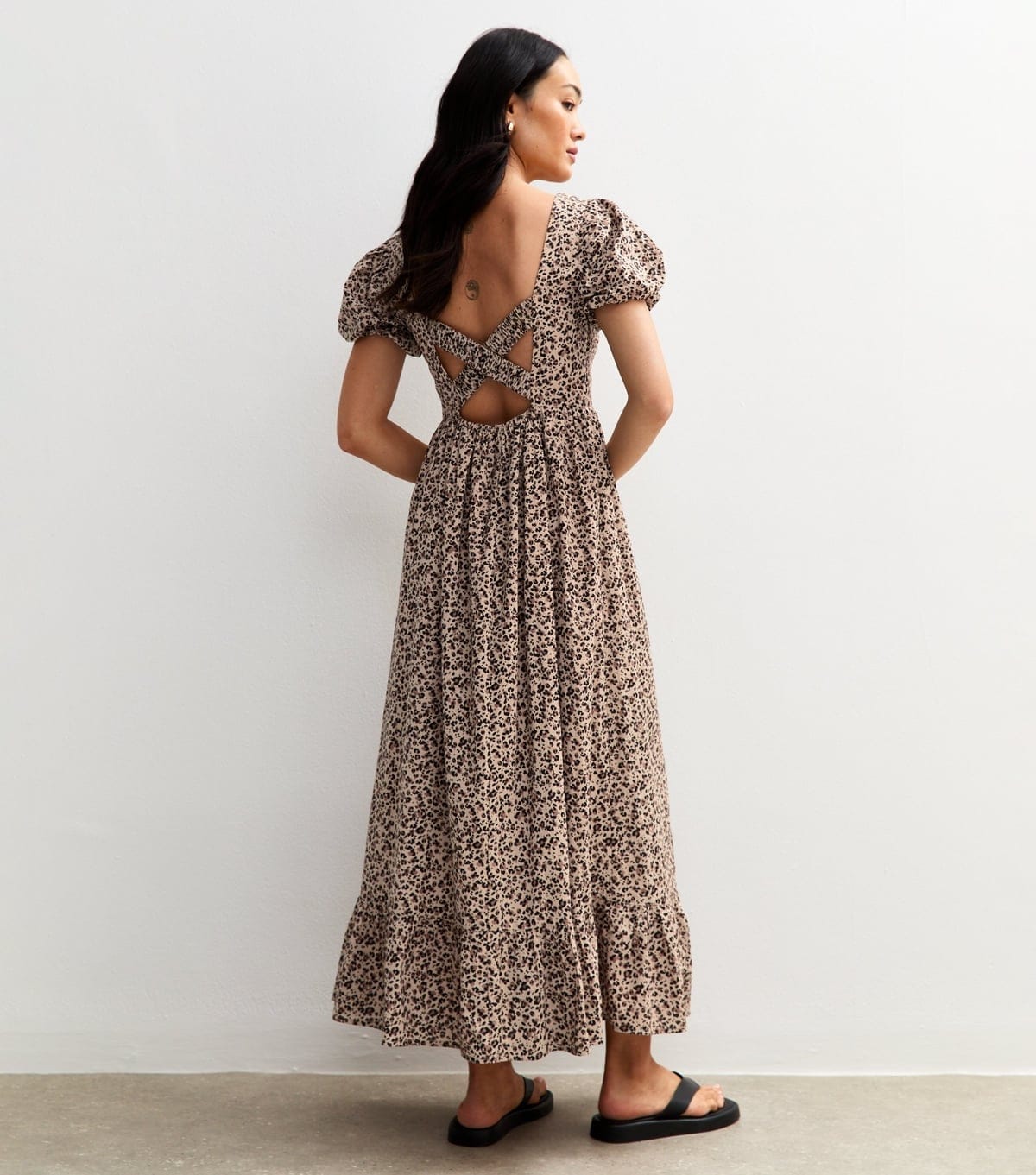 New Look Women's Brown Leopard Print Tiered Hem Midi Dress New Look - 4