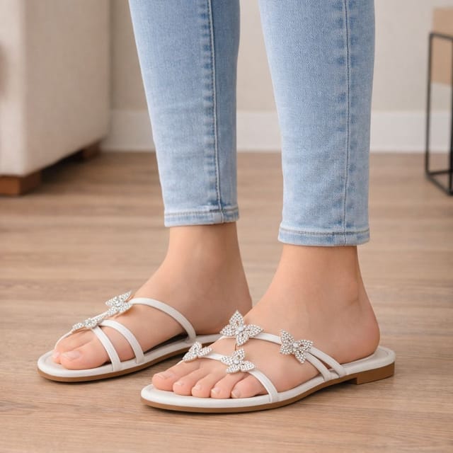 Truffle Collection Truffle Collection Women's Flat Open Toe Sandals Slip On Polyurethane Summer Shoes in White - 2