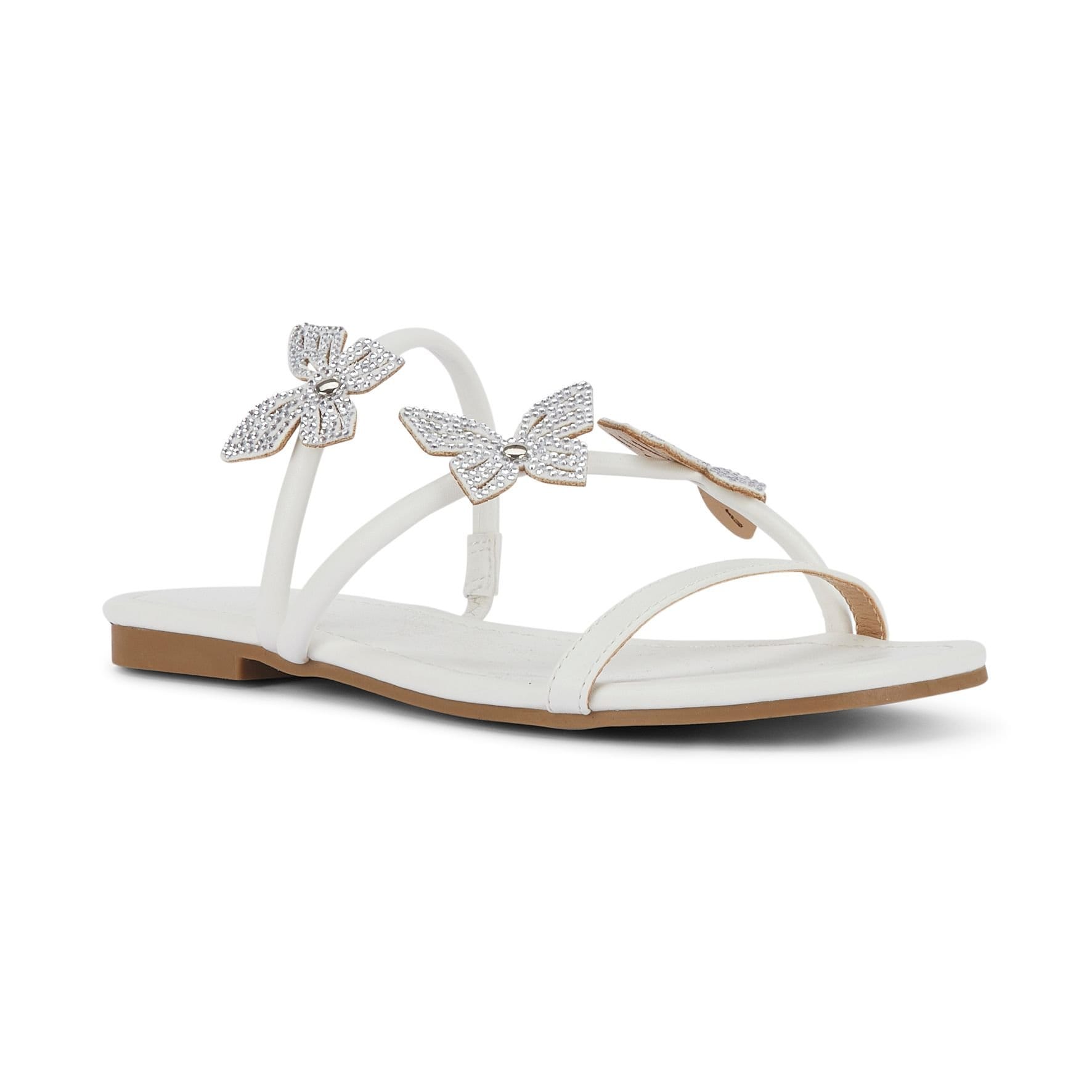 Truffle Collection Truffle Collection Women's Flat Open Toe Sandals Slip On Polyurethane Summer Shoes in White - 4