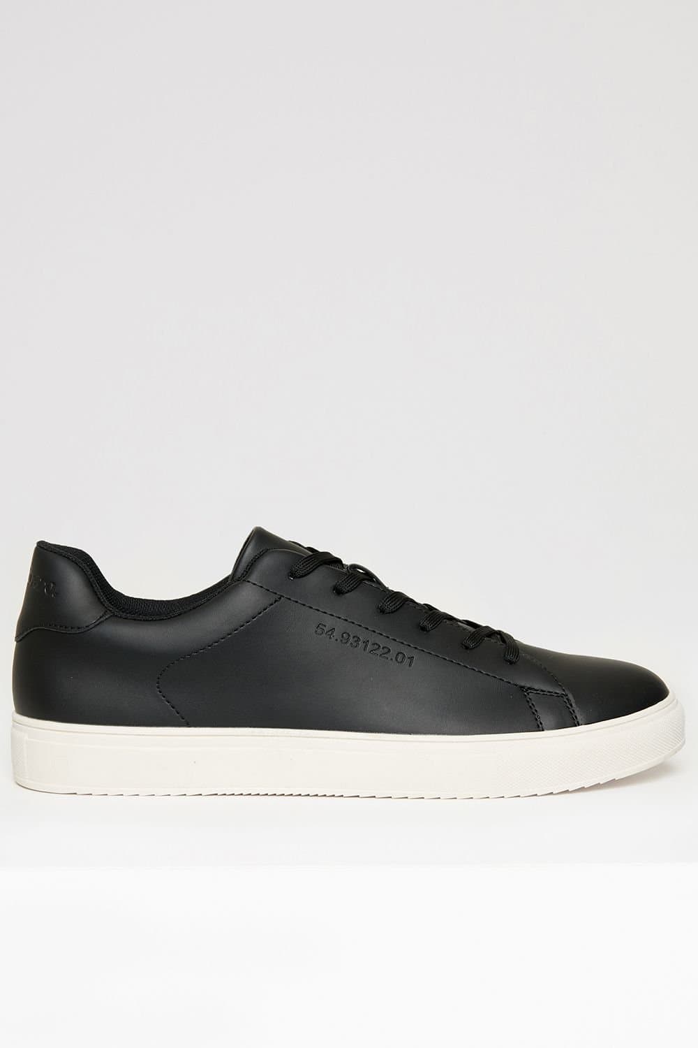 Threadbare Threadbare Men's Lace-Up Faux Leather Court Trainers in Black