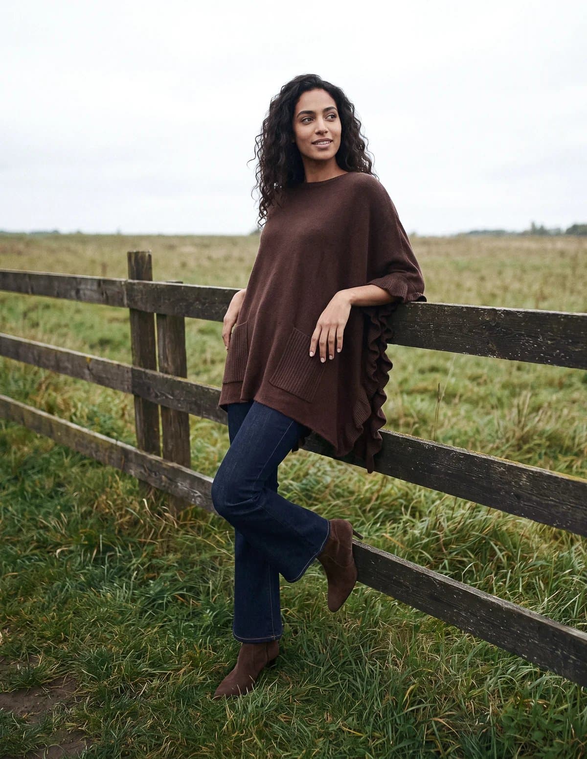 Blue Vanilla Frill Detail Pocket Cape
