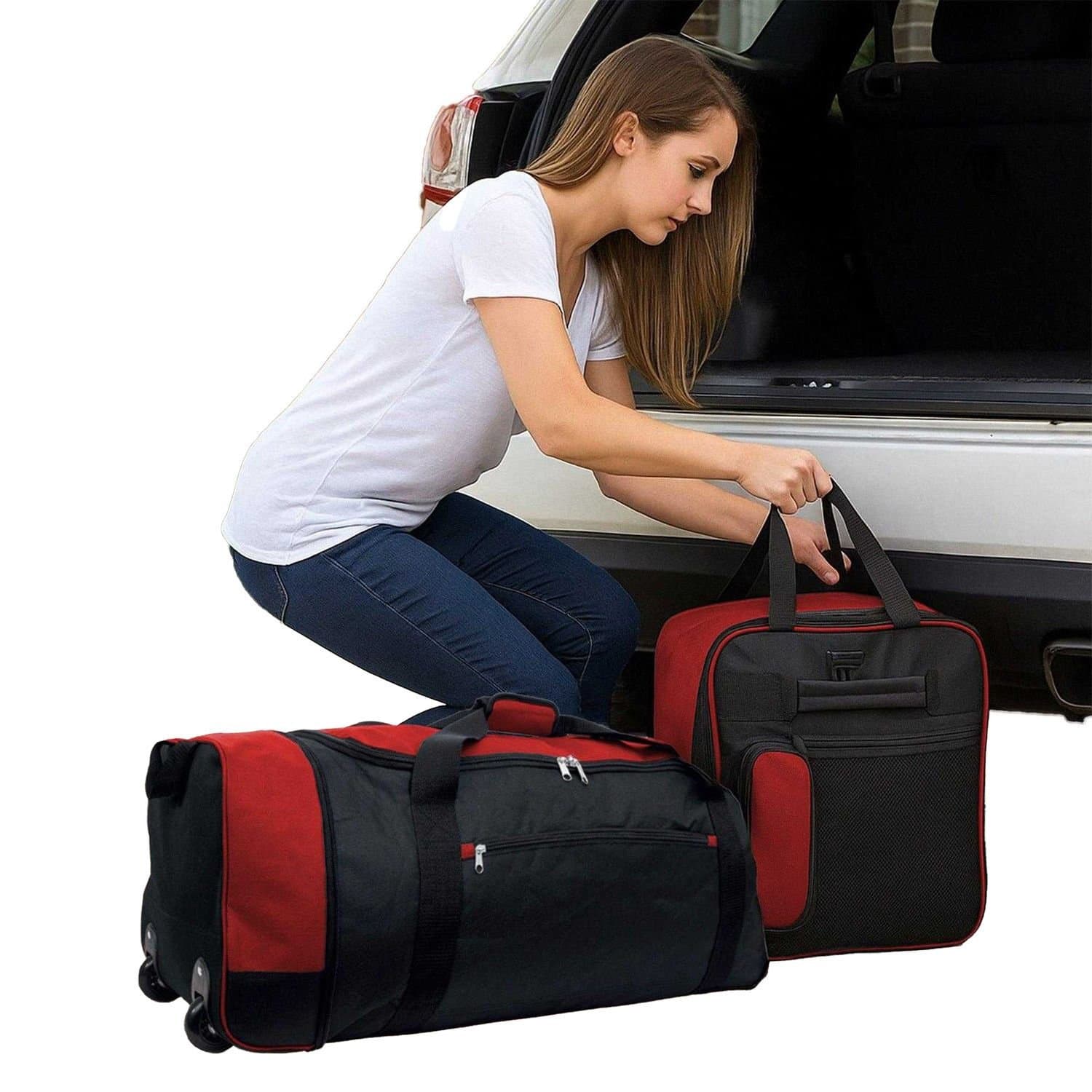 Public Dealz Public Dealz Men's Lightweight 80L Wheeled Duffel Bag in Red