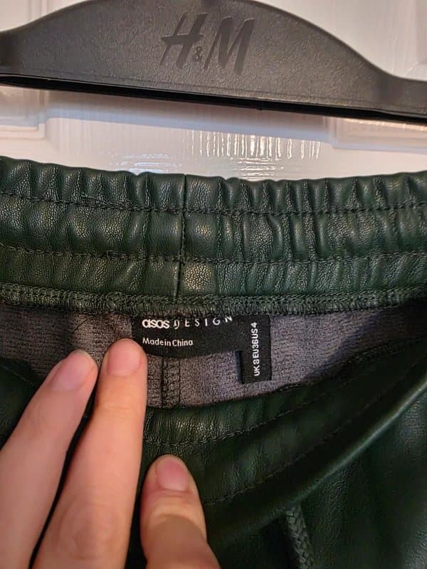 ASOS Design ASOS Design Dark Green Faux Leather Straight Leg Trousers