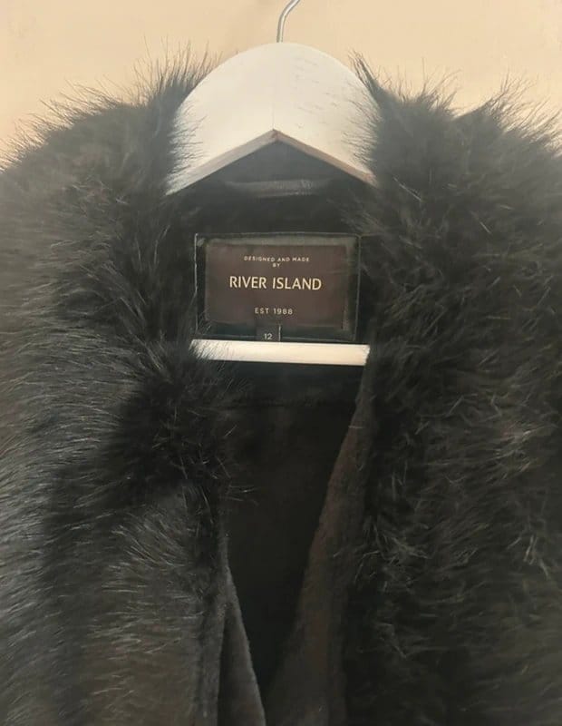 River Island Black Faux Fur & Faux Leather Biker Style Gilet