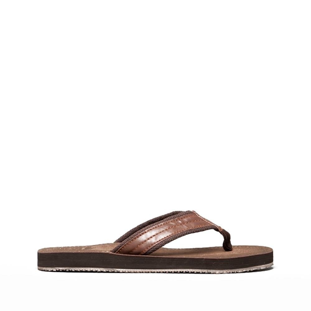 PDQ PDQ Brown Leather-Like Toe Post Mule Flip Flops