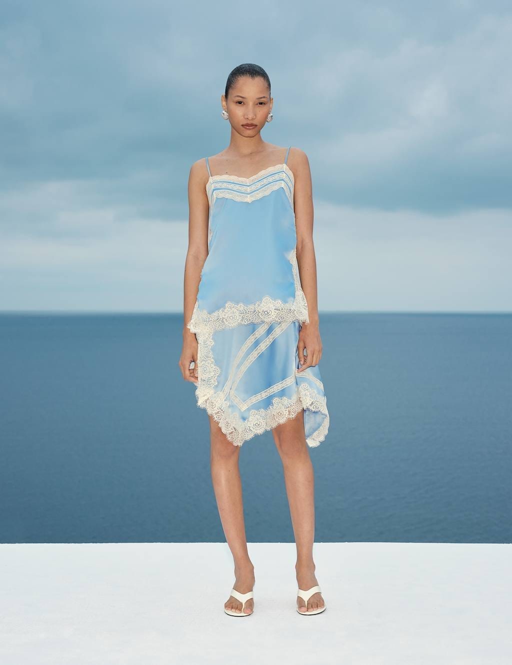 M&S Pale Blue Satin Lace Camisole Top