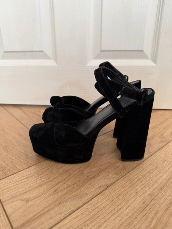ASOS ASOS Black Velvet Bow Platform Heels Size 6