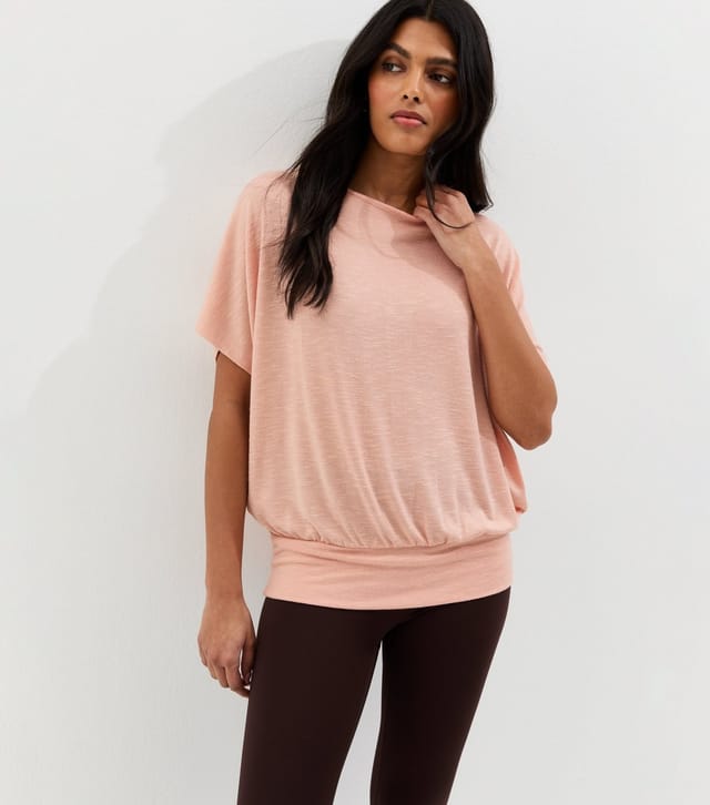 New Look Women's Pink Soft Touch Slub Batwing T-Shirt New Look - 2