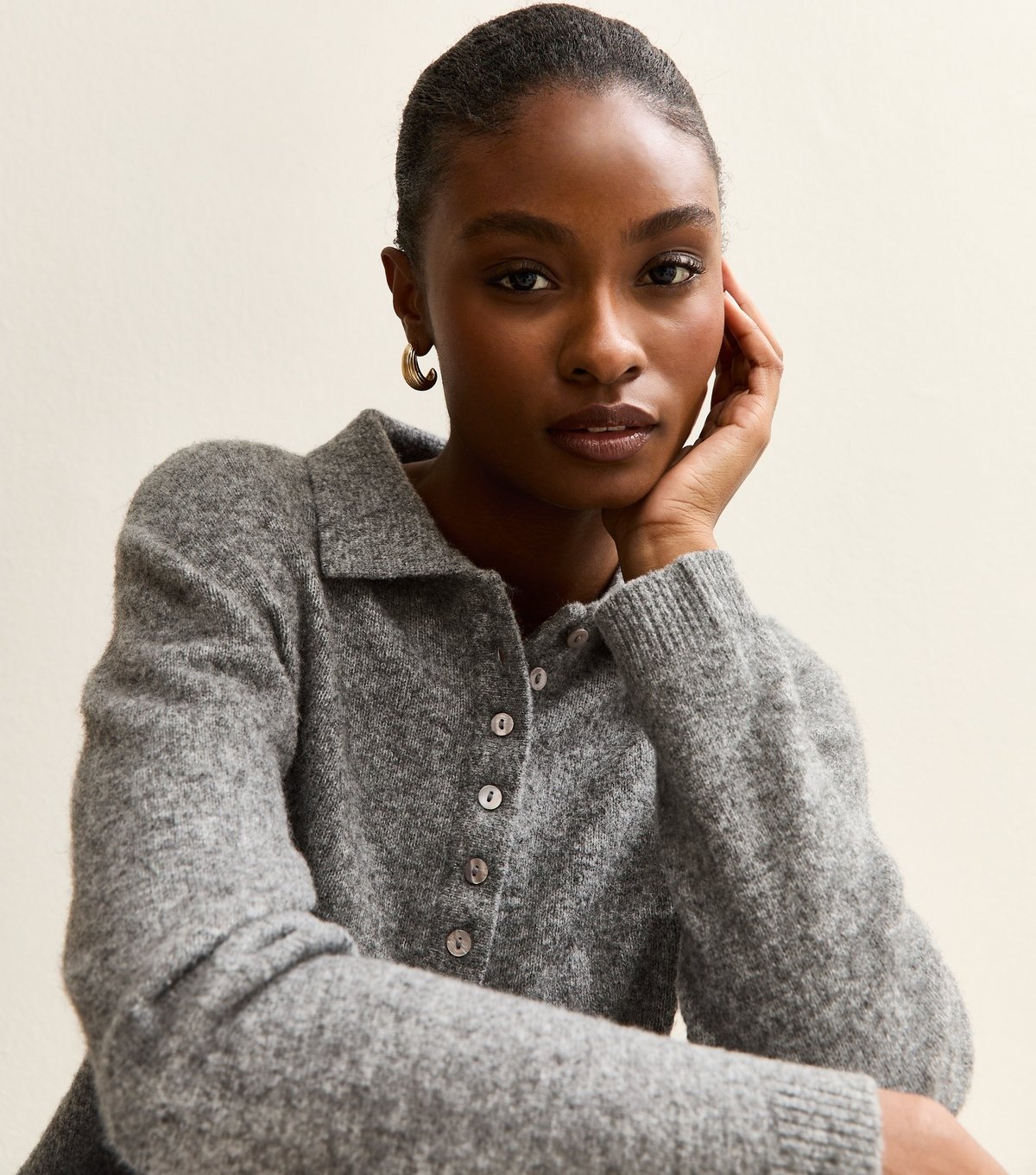 New Look Women's Mid Grey Midweight Knit Polo Jumper New Look - 2