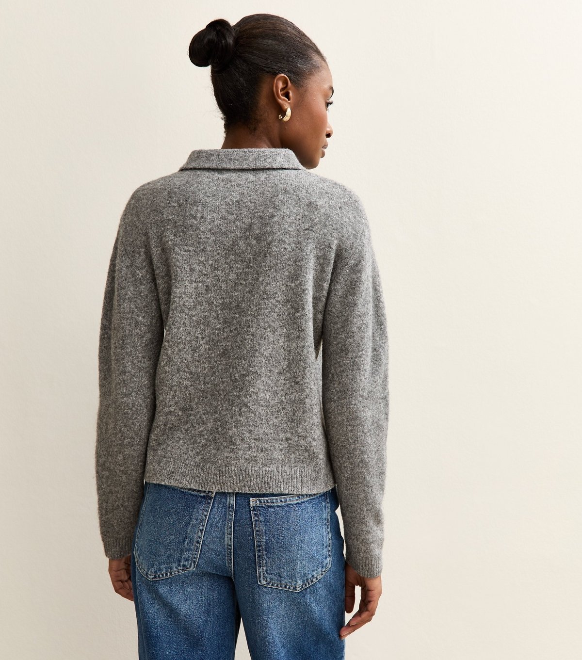 New Look Women's Mid Grey Midweight Knit Polo Jumper New Look - 4