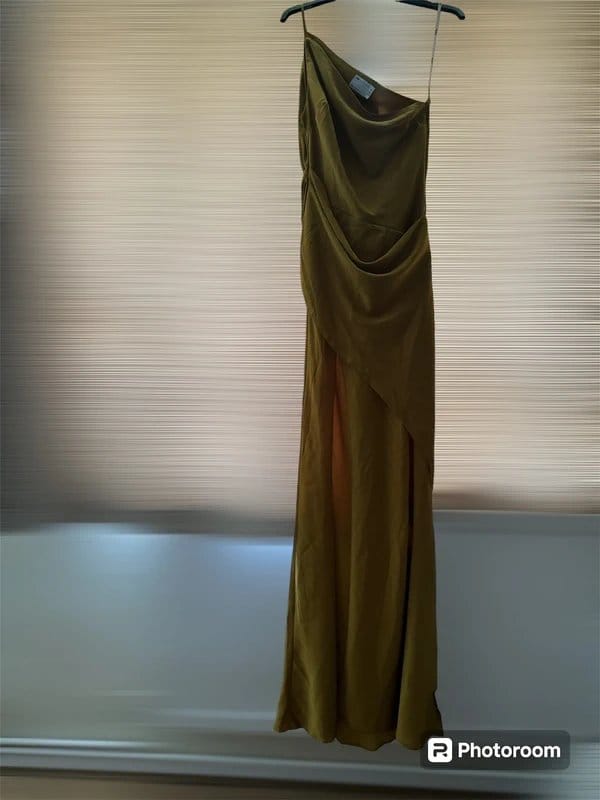 ASOS Khaki Silk Long Party Dress