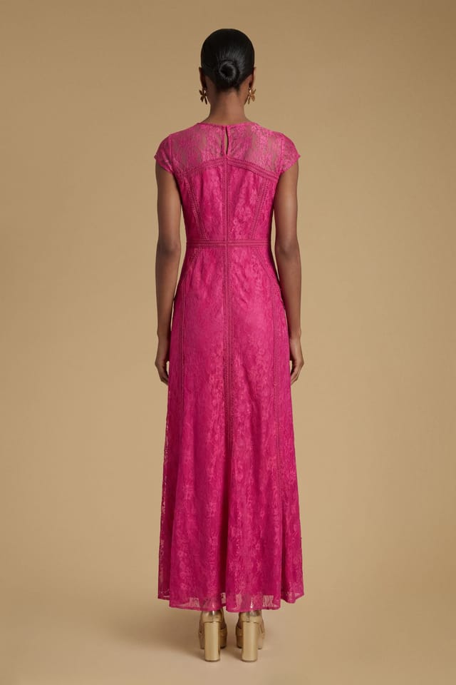 Oasis Oasis Women's Premium Chantilly Lace Maxi Dress in Hot Pink - 2