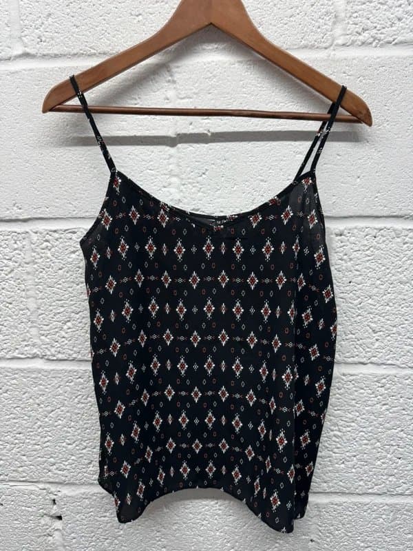 New Look Ladies Red Black Patterned Cami Vest Top UK 12