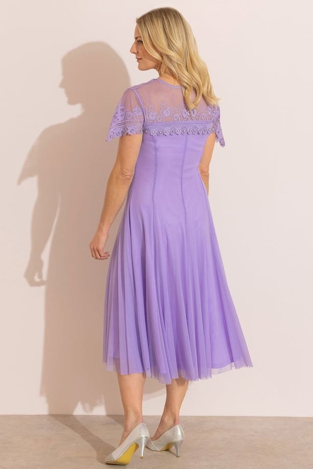 Anna Rose Anna Rose Women's Embellished Mesh Dress in Lilac - 3