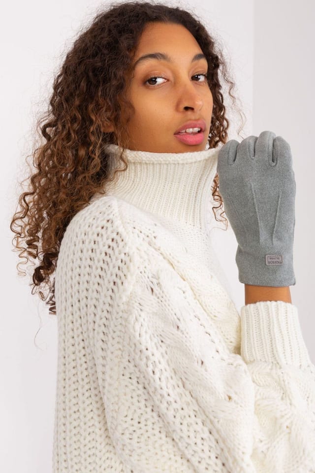 Love Lace Love Lace Women's Insulated Touchscreen Gloves with Embroidered Flower & Patches in Grey - 3