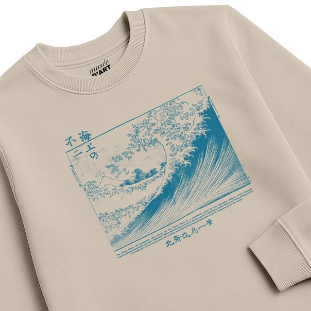 Musee DArt Musee D'Art Men's Hokusai - Great Wave Sweatshirt in Ecru - 3