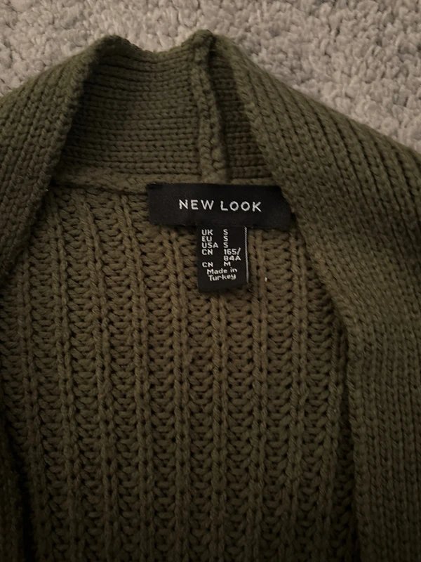 New Look Khaki green long knitted cardigan - 1