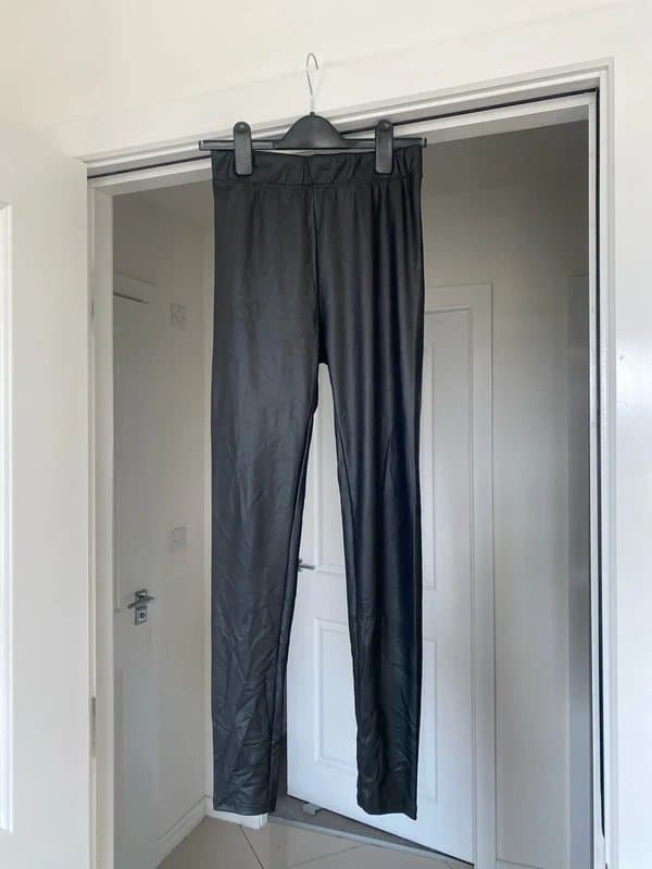 ASOS Bershka black faux leather leggings